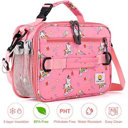 CaCTOUR Lunch Box Kids, Expandable Insulated Lunchbox for Girls Boys,Soft Cooler Bag with Strap,Back to School Thermal Reusable Lunch Bag for Work School Picnic (Rainbow) - color: Rainbow