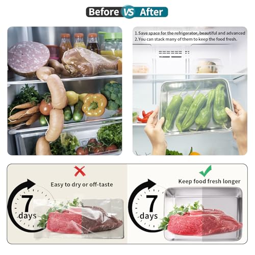 GIUOIDUO stainless steelFood Storage Containers setsstorage box with lidfreezer FrozenKitchen tray with lidOven plateSide dish plate Freezer & Dishwasher Safe - color: 3-Pack