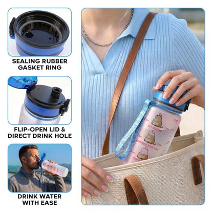 Kawaii Capybara Water Bottle 32oz – Just a Girl Who Loves Capybaras Cute Animal Bottle with Time Marker, Reusable Drink Bottle Gift for Teen Girls, Kawaii Lovers - color: Capybara Lovers