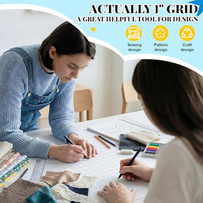 Jetec 1 Roll Large Grid Graph Paper Roll 1'' Grid 23.6 Inch x 40ft Sewing Pattern Paper for Drafting Quilting Drawing Sketching Classroom Teaching Supplies Gifts - color: 1'' Grid, size: 23.6 Inch X 39ft