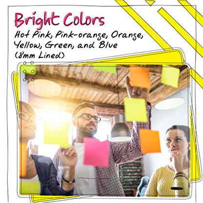 Better Office Products Lined Sticky Notes 3 x 3, 20 Pack Box, 2,000 Sheets (100/Pad), Self Stick Notes with Lines, Bright Assorted Colors, Post Memos, Strong Adhesive, 20 Pads in Box