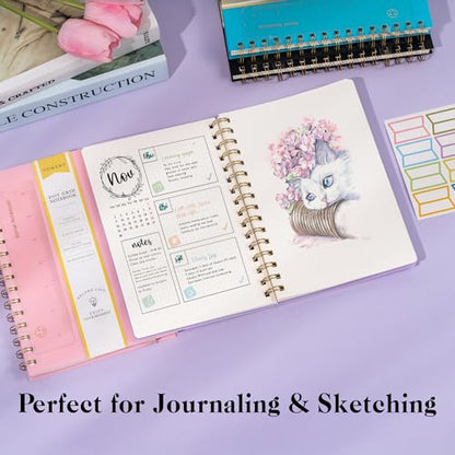 Dot Grid Spiral Notebook A5 Spiral Bullet Dotted Journal 160 Pages Thick Dot Paper Notebooks Plastic Hardcover Spiral Notebook 5x7 Wire Bound Notebooks for Note Taking School Office Supplies,Purple - color: Purple, style: B - Dotted - A5