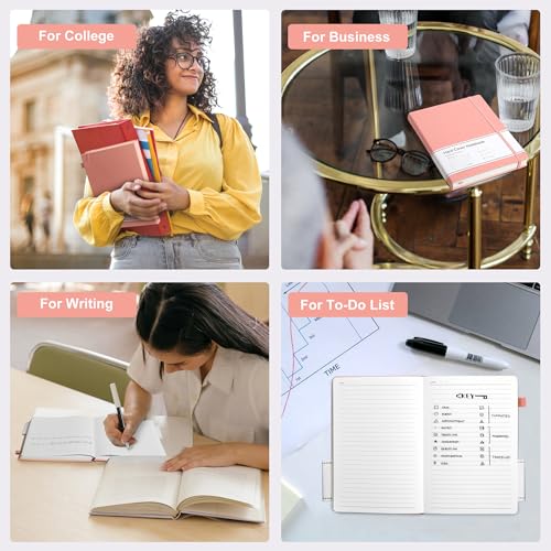CAGIE Pink Journal Notebook for Women, 320 Pages College Ruled Notebook, 100 Gsm Paper Thick Lined Journal, A5 Hardcover Leather Journals for Writing, 5.7x8.3 In - color: Pink, style: Lined A5