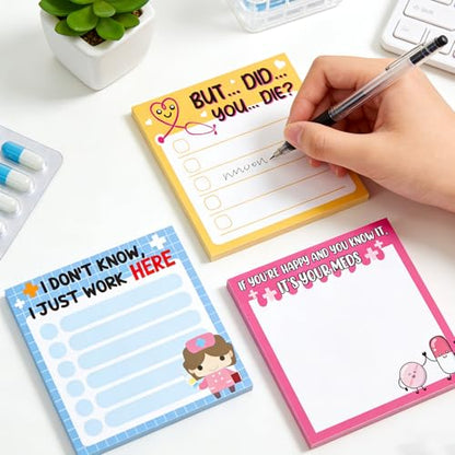 Funny Nurse Sticky Notes Gifts, 9 Pack Nursing Notepads 3x3 Inch, Fun Medical Self-Adhesive Memo Pads Work Gag Gifts for Hospital, Sarcastic Schedules Diary Office Supplies (450 Sheets) - style: Funny Nurse