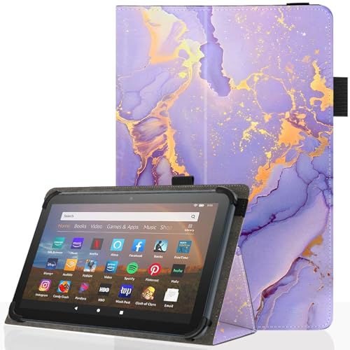 Universal 10 10.1 Inch Android Tablet Case,Slim Folding Stand Cover for All 9"-10.5" Touchscreen Tablet Case with Stylus Pen Holder,Purple Marble - color: Purple Marble