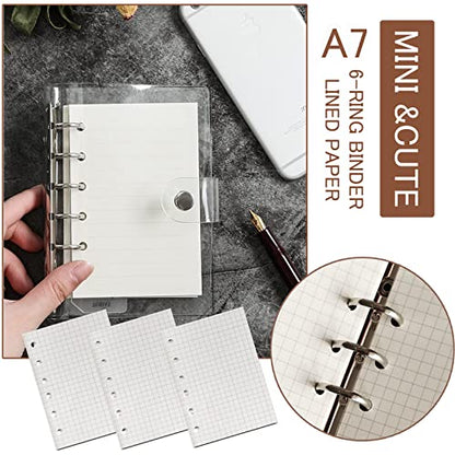 DY.2ten A7 Binder Notebook Refills - 270 Pages Graph Paper + 2 Zipper Binder Pockets + 5 Dividers + Ruler - color: A7 Square Paper