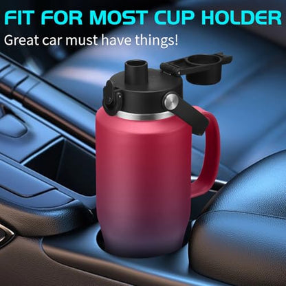 32oz Insulated Water Bottle - with Straw & Spout Lid, Strap Carrier Bag, Cold-48H & Hot-24H, Stainless Steel Travel Cup with Handle, Reusable Slim Metal Water Bottle for Car Travel Cycle Gym - color: Pink&Green, size: 32 ounces with handle