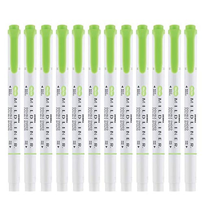 Zebra Pen Mildliner Dual-Tip Highlighters, Broad and Fine Tips, Ideal for Bible Highlighting, No Bleed, School Supplies, Teacher Supplies, and Office Supplies, Mild Green Ink, 12-Pack (78140upc) - color: Green