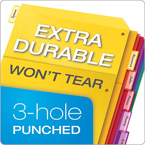 Oxford Plastic 2 Pocket Binder Dividers, 8 Tab 1/8 Cut, Multicolor Large Tab Set, Insertable Dividers with Paper Inserts, Letter Size, 3 Sets (89603) - size: 8 Tab