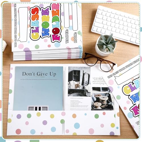 Outus 24 Pcs Classwork Pocket Folders Bulk Students Portfolio Take Home Pocket Folders Gifts for Classroom Home Office Students Teachers School Supplies - style: Chic Style