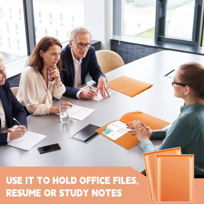 Henoyso 60 Pack Plastic Folders with Clear Front Pockets Bulk Heavy Duty File Folders with 2 Pockets and Card Slot for Student Teacher Back to School Supplies Office Presentation (Orange) - color: Orange