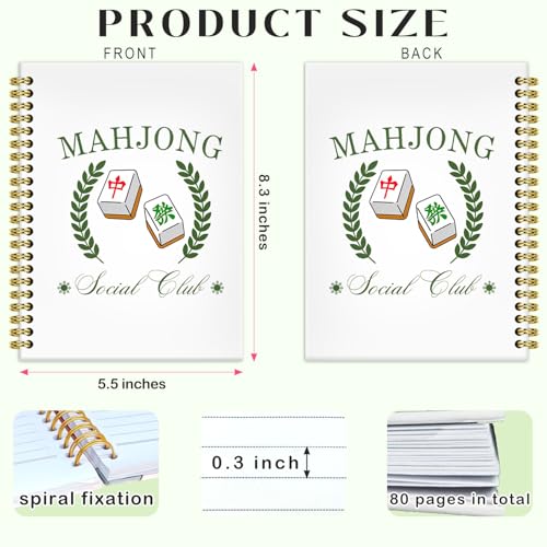 Mahjong Social Club Notebook Journal 5.5x8.3, Mahjong Notebook Gifts for Mah Jong Lovers Players, Mah Jong Accessories Journals, Hardcover Spiral Notebooks for Note Taking - color: 6