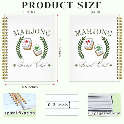 Mahjong Social Club Notebook Journal 5.5x8.3, Mahjong Notebook Gifts for Mah Jong Lovers Players, Mah Jong Accessories Journals, Hardcover Spiral Notebooks for Note Taking - color: 6