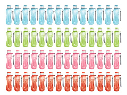 MILTON Sports Water Bottle Kids Reusable Leak-proof 25 oz 56 Set Plastic Wide Mouth Large Big Drink Bottle BPA & Leak Free With Handle Strap Carrier For Cycling Camping Hiking Gym Yoga - color: Bright 56 pack