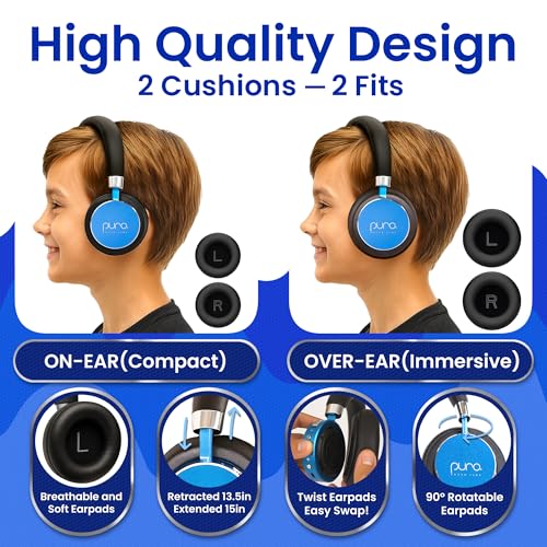 Puro Sound Labs Kids Wireless Headphones – Volume-Limiting 85dB, Built-In Mic, Studio-Grade Sound, 20-Hour Battery Life, Comfortable Fit & Easy to Connect Kids Bluetooth Headphones – BT2200 Plus, Blue - color: Blue
