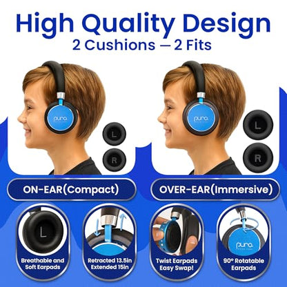 Puro Sound Labs Kids Wireless Headphones – Volume-Limiting 85dB, Built-In Mic, Studio-Grade Sound, 20-Hour Battery Life, Comfortable Fit & Easy to Connect Kids Bluetooth Headphones – BT2200 Plus, Blue - color: Blue