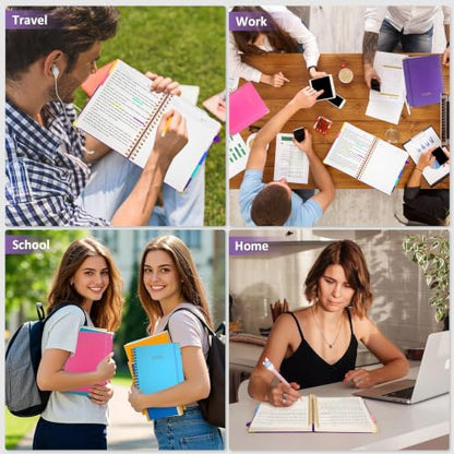 Hardcover Spiral Notebook Journal with Removable PVC Dividers - 8'' x 10'' Large 300 Page B5 Hardcover Leather College Lined Journals Notebook for Work Note Taking Office Home School Supplies, Dark purple - color: dark purple