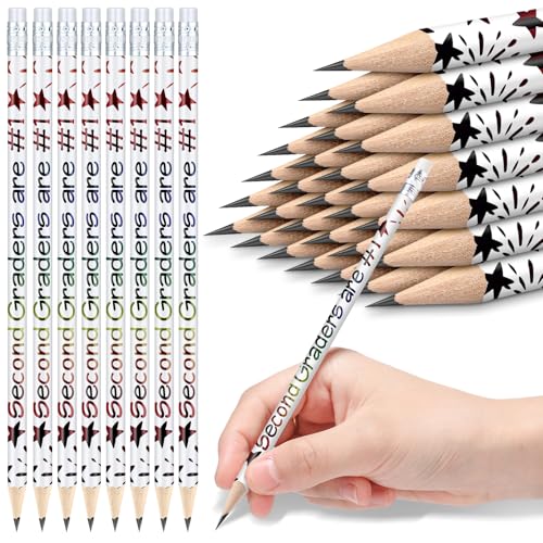 Tenceur 48 Pcs 2nd Graders Pencils Bulk Motivational Pencils with Erasers Inspirational Pencil with Back to School Supplies for Kids Student Teacher Classroom Reward - style: 2nd Graders