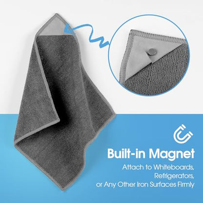 MaxGear (Bundle of 2 Sets Magnetic Cleaning Cloth, Microfiber Cleaning Cloth for Whiteboards, Magnetic Dry Erase Erasers, Dry Erase Board Cleaner for Blackboard Office, Home (10" x 10", 4 Pack)