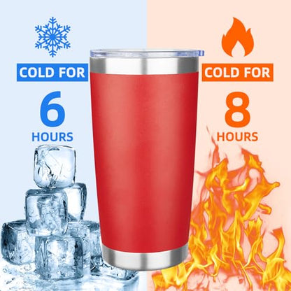 20oz Tumbler with Lid Stainless Steel Insulated Tumblers Travel Coffee Tumbler Bulk Double Wall Vacuum Insulated Water Cup Gifts for Christmas Women Men Her Him Home Office(Red, 4pack) - color: Red 4