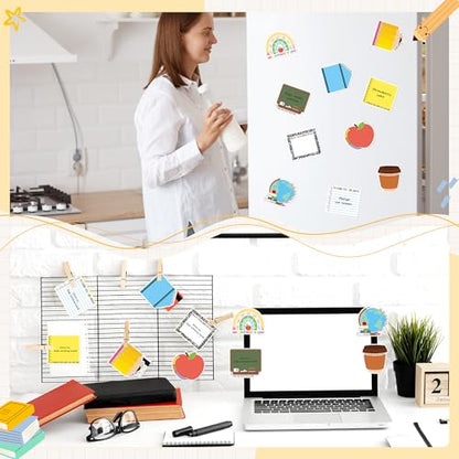 Xqumoi 30 Pack Teacher Appreciation Sticky Notes School Office Supplies | Teacher Self-Adhesive Writing Memo Pad, Page Marker Notepads, Blackboard Apple Pencil Shaped, Back to School Gift, Classroom - style: Teacher Appreciation (Style 2)