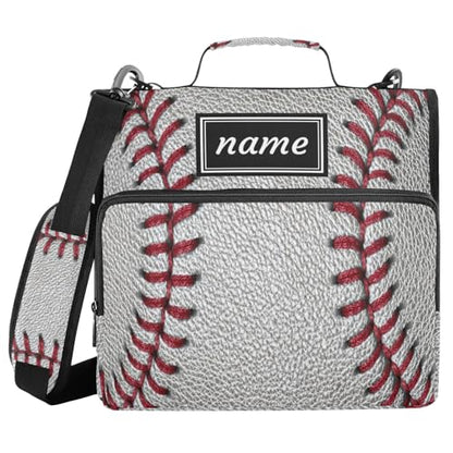 Kcldeci Personalized Zipper Binder 3 Ring，Baseball Ball Dirty Dark Baseball Red Stitching Custom Zipper Binder Organizer 1.5inch for School and Office Expanding File Folder - color: E18
