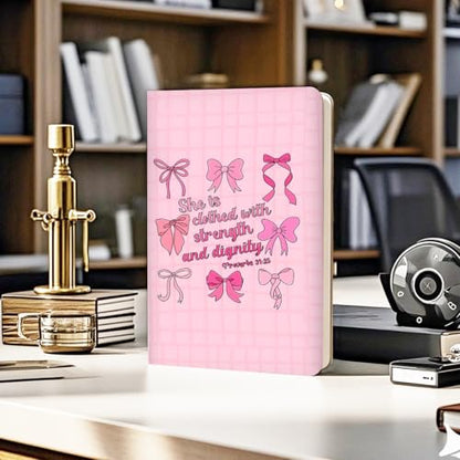 Pink Bow Bible Hard Shell Journal Notebook, Bible Notebooks for Note Taking, College Ruled Notebook, Inspirational Hardcover Notebooks, Journals for Writing Note Taking 200 Sheets (5.8 x 8.3)-1 - color: Multi 1565