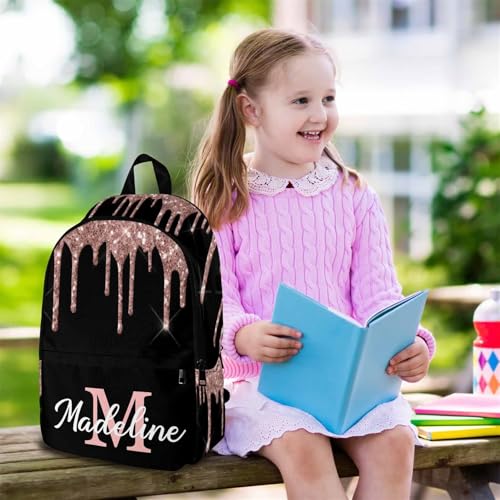 MyPupSocks Custom Name Backpack Bag for Boys Girls, Personalized Girls Glitter Initial Schoolbag Casual Backpack Customized Bookbag or Lunch Bag for Kids Unisex Back School Camping Travel - color: Multi 08