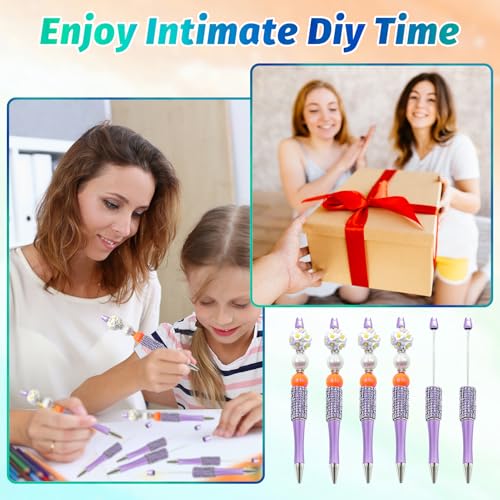 75 Pcs DIY Diamond Beadable Pen Kit - 25 Plastic Rhinestone Beaded Pens Bulk with Refills & Bags - Fancy Cute Glitter Pens for Crafting, Students & Teachers – School Supplies (Purple) - color: Purple, size: 25