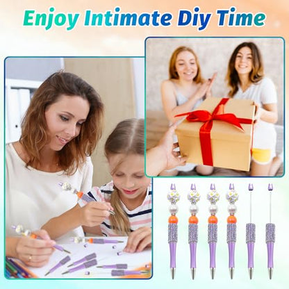 150 Pcs DIY Diamond Beadable Pen Kit - 50 Plastic Rhinestone Beaded Pens Bulk with Refills & Bags - Fancy Cute Glitter Pens for Crafting, Students & Teachers – School Supplies (Purple) - color: Purple, size: 50