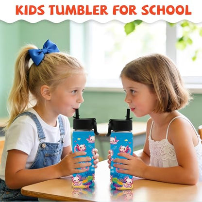 Salamander Gifts for Kids - 18oz Salamander Water Bottle with Straw Lid, Kids Stainless Steel Insulated Water Bottle, Leak Proof, BPA-Free, Animals Cup for School, Travel, Birthday Gift Cup for Teens - color: Salamander