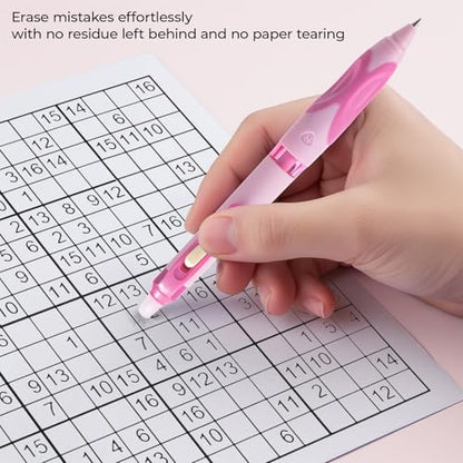 M&G 6 PCS Erasable Pens, 0.5mm Black Ink Erasable Gel Pens, Fine Point Retractable Pens Make Mistakes Disappear, Premium Comfort Grip Note Taking and Crossword Puzzles - color: black ink