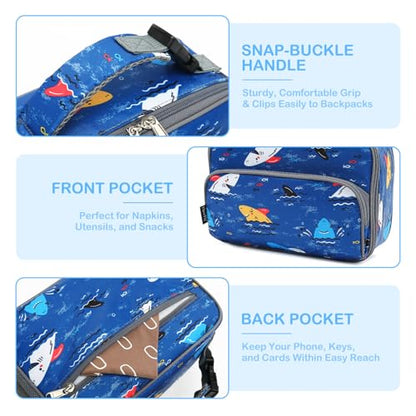 FlowFly Kids Lunch box Insulated Soft Bag Mini Cooler Back to School Thermal Meal Tote Kit for Girls, Boys, Colorful-Shark - color: Castle