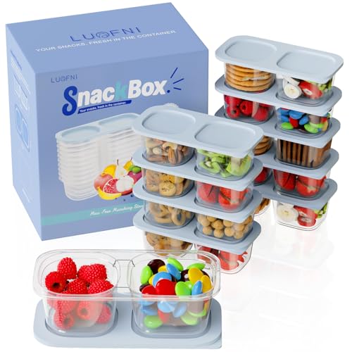 Snack Pack Containers for Kids, 10 Pack Reusable Snack Containers with Lids, 2 Compartment Small Bento Snack Box, BPA-Free, Lunchbox Accessories for Travel - color: 10 Pack Light Blue