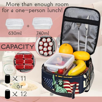 Insulated 250 Anniversary USA Patriotic Lunch Bag, Reusable Cooler Tote with Handle - color: 250 Anniversary USA
