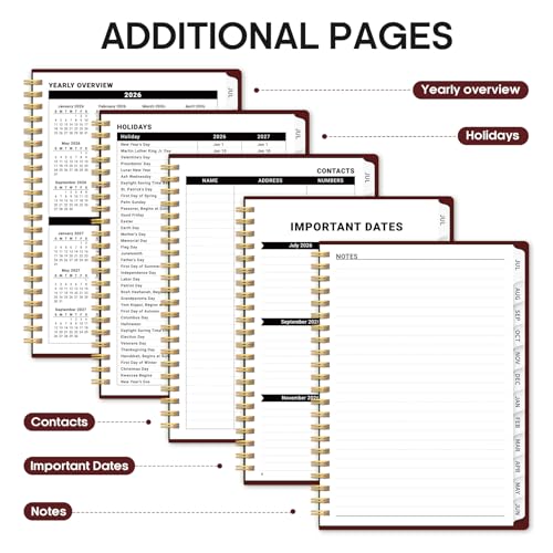 Planner 2026-2027, 6.3" x 8.5" Weekly and Monthly Academic Year Planner Calendar, July 2026 - June 2027, Hardcover Large School Planning Agenda With Tabs, Perfect for School & Office Supplies, A5, Burgundy - color: I-Burgundy, size: A5(6.3"x8.5")