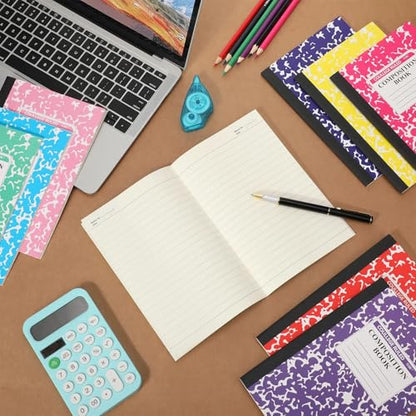 Fainne 100 Pack A5 Composition Notebooks Bulk College Ruled Composition Notebooks Marble Covers Notebook for Student Classroom Office Supplies 30 Sheet/60 Page(10 Color) - color: 10 Colors