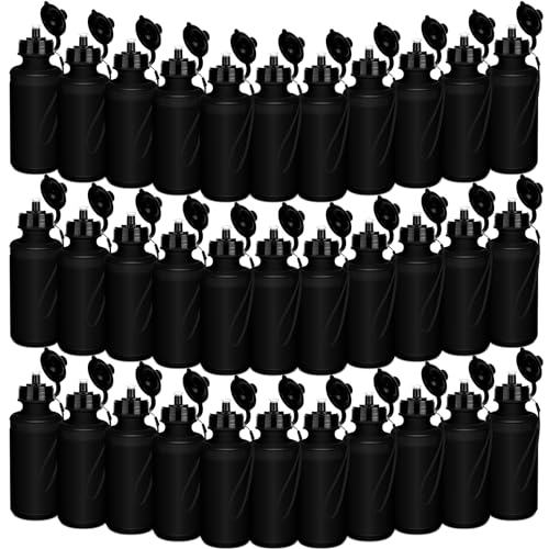 Ziliny 72 Pcs Resuable Water Bottles Bulk for Kids 20 oz Squeeze Sports Plastic Water Bottles with Lanyards Blank DIY Cups for VBS Back School Operation Christmas Summer Camp - color: Black