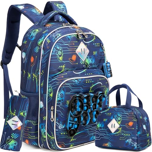 Backpack for Girls Elementary Preschool Kids Lunch Box for School - color: Boys Gamepad Bag