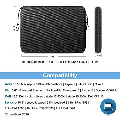 FINPAC 15.6-inch Hard Laptop Sleeve Case Compatible with 15.6 Inch Acer Aspire, Shockproof Computer Carrying Case for HP Dell Razer Samsung Laptop Chromebook, Black - color: Black, size: 15.6-inch Laptop/Chromebook