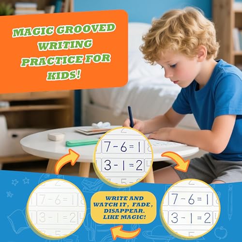 Magic Grooved Writing Practice for Kids, Reusable Grooved Workbook | Handwriting Practice for Kids Ages 3-8 - with Disappearing Ink, Letters Numbers & Tracing Books, Large Preschool Gift Set
