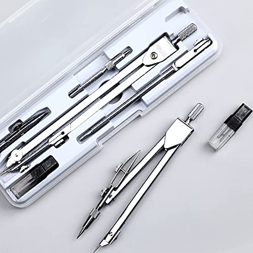 Mathematical Compass Meth Geometry Kit Metal Compass with Precision Geometry Tool Wheels for Student Wheel Drawing Tool with Box Compass Set Size:4) - size: 4