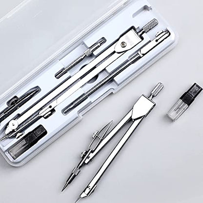 Compasses Math Geometry Kit Metal Compass with Wheel Geometry Precision Tool for Student Circle Drawing Tool with Storage Box Measuring Tools,6 (4) - size: 4