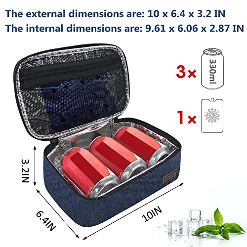 Gloppie Small Lunch Bag for Men Women Kids Insulated Lunch Box Mini Lunchbox Portable Cooler Bags Adult Thermal Lunch Boxes Reusable Snack Bag, Blue - color: Blue