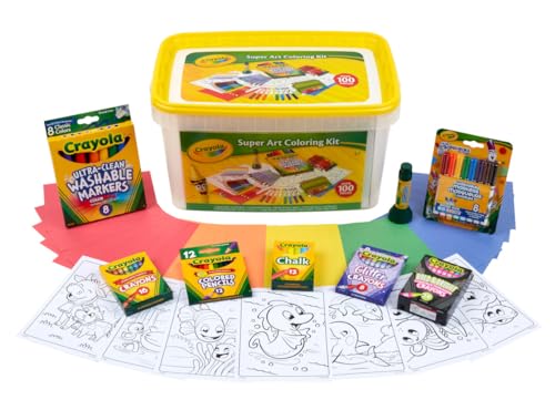 Crayola Super Art Coloring Kit (100+ Pcs), Kids Art Supplies Set with Crayons, Markers & Colored Pencils, Craft & Coloring Kit with Storage Tub, Ages 5+ [Amazon Exclusive] - style: Super Coloring Kit