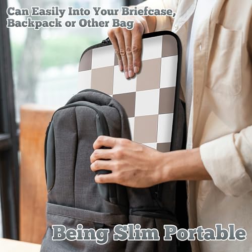 Universal Laptop Sleeve Tablet Case 12 inch, Brown Checkered Slim Carrying Case Handbag Travel Laptop Bag for Surface Pro 9 8 7/Laptop Go 2 3, MacBook Air 11/12 - color: Brown Checkered, size: 12 inch