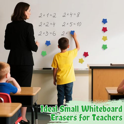 24Pcs Strong Magnetic Dry Erase Eraser, Classroom Must Haves, Star | 4 Color Mini Whiteboard Eraser, Classroom Essentials for Kindergarten, Prek, Elementary, Office - style: Star