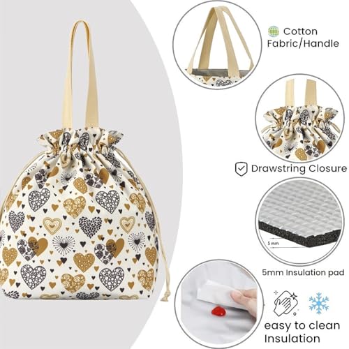 Double-Handle Lunch Bag, Insulated Waterproof Reusable Tote for Women/Students, Fits 2 Bento Boxes + Water Bottle - Ideal for School/Office/Picnic(Yellow) - color: Yellow