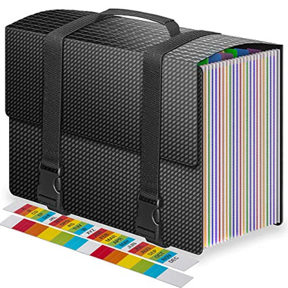 Expanding File Folders,25 Pockets Accordion File Organizer,Expandable Filing Folder with Handle,Portable File Box for Receipt,Bill,Paper,A4/Letter Size,2 Adjustable Straps,Diamond - style: Diamond Style