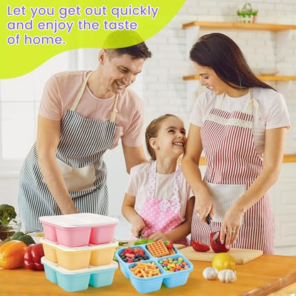 4 Pack Snack Containers Bento Box Adult Lunch Box,Meal Prep Container, Reusable Food Storage lunch Containers Stackable for Work, Travel and Gym (Pink, Blue, Green, Yellow) - color: Pink, Blue, Green, Yellow